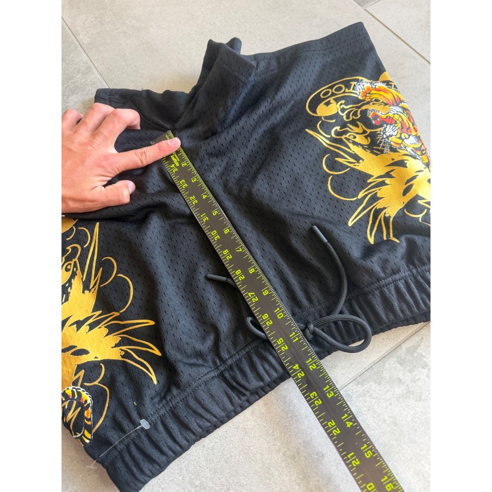NWT Ed Hardy Mens Black Mesh Tattoo Tiger Eagle Graphic Shorts EHM8004-2 Small - Picture 9 of 9